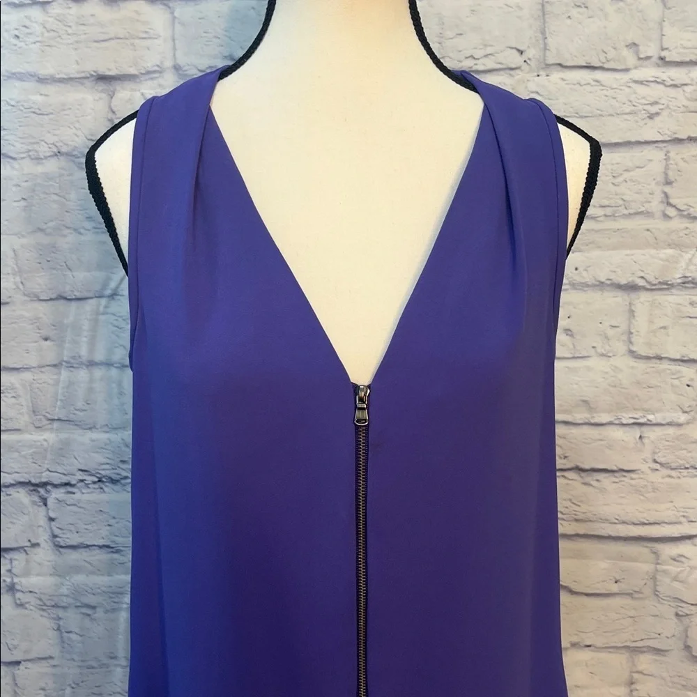Trina Turk Sleeveless Dress V-neck Front Zipper Purple Size 4